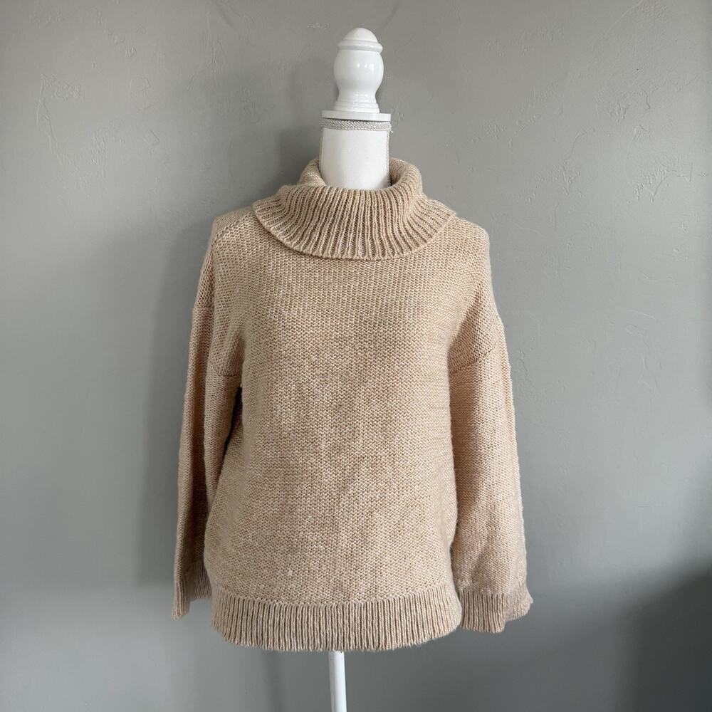 Haven Well Within Marled Turtleneck Sweater Woman’s Size S Beige Chunky Knit - Picture 2 of 10